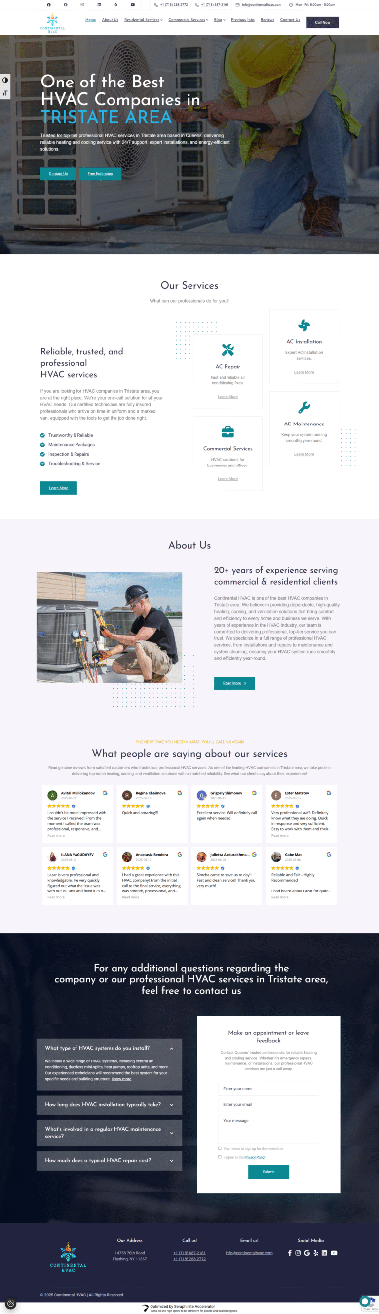 Continental HVAC website preview