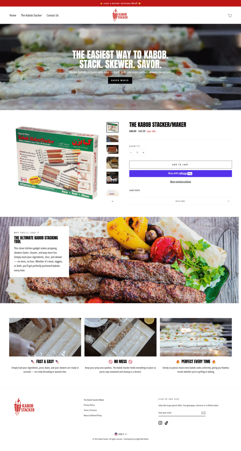 Kabob Stacker website preview