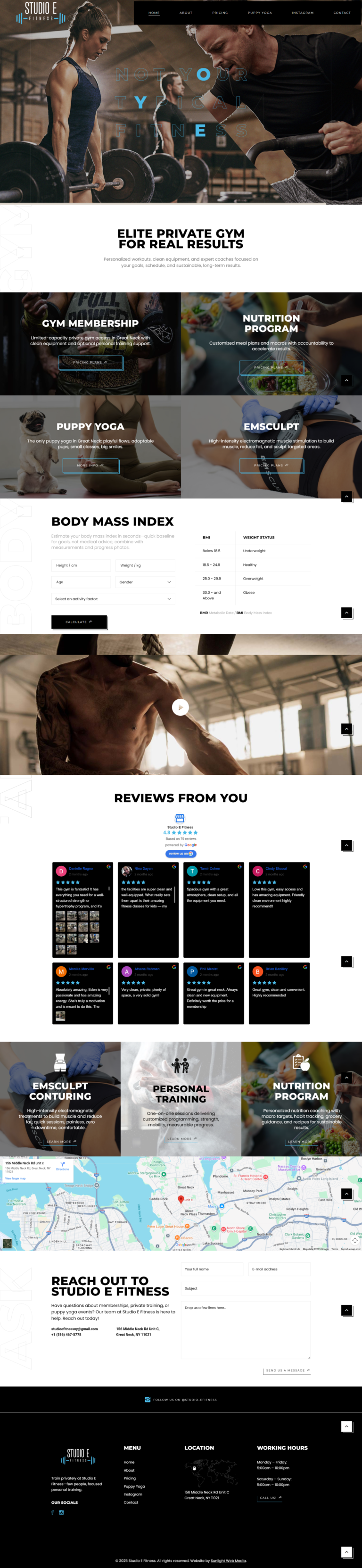 Studio E Fitness website preview